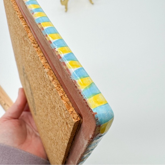 Mackenzie Childs Pottery Aurora Pattern Square Tile Trivet Cork Vintage - Picture 10 of 11